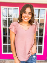 Load image into Gallery viewer, Let It Be Scalloped V-Neck Top - Blush
