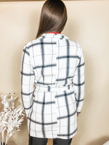 Meet at Midnight Belted Plaid Jacket