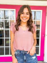 Load image into Gallery viewer, Let It Be Scalloped V-Neck Top - Blush
