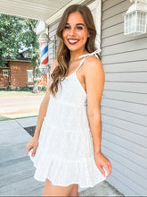 Load image into Gallery viewer, American Dreamin’ White Mini Eyelet Dress
