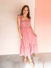 Load image into Gallery viewer, Crazy in Love Smocked Midi Dress - Dusty Pink
