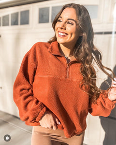 Easy Going Half Zip Sweatshirt - Rust