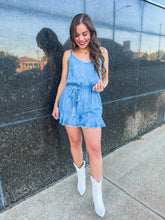 Load image into Gallery viewer, Walk In The Park Chambray Romper
