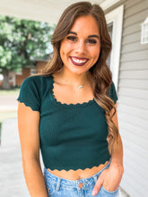 Load image into Gallery viewer, Basic Believer Scalloped Top-Hunter Green
