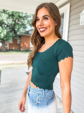 Load image into Gallery viewer, Basic Believer Scalloped Top-Hunter Green
