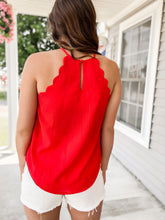 Load image into Gallery viewer, Vacay Days Scalloped Tank-Red
