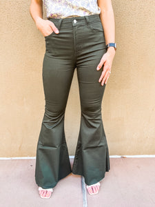 Cassie Olive Flare Jeans