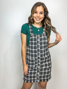 Story of Us Tweed Overall Dress